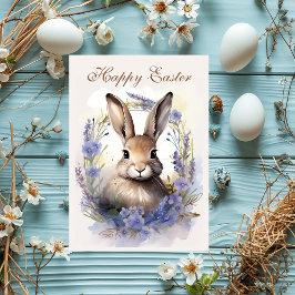 Boho Bunny Bliss: Prettig Pasen Feestdagenkaart