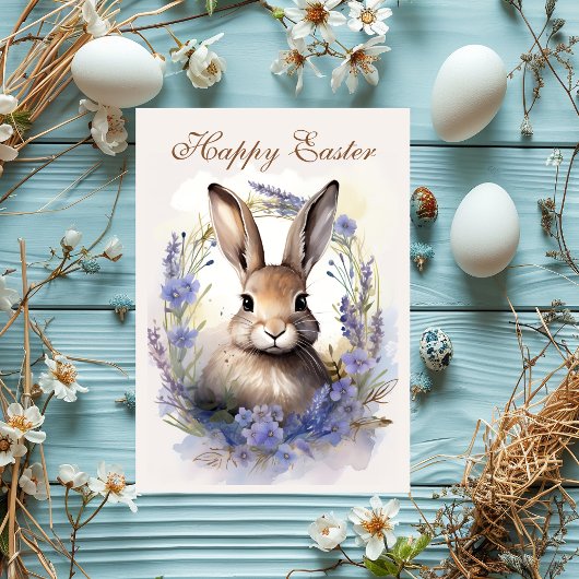 Boho Bunny Bliss: Prettig Pasen Feestdagenkaart