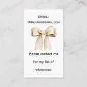 BOHO Bunny Coquette Bow Babysitter Visitekaartjes (Achterkant)