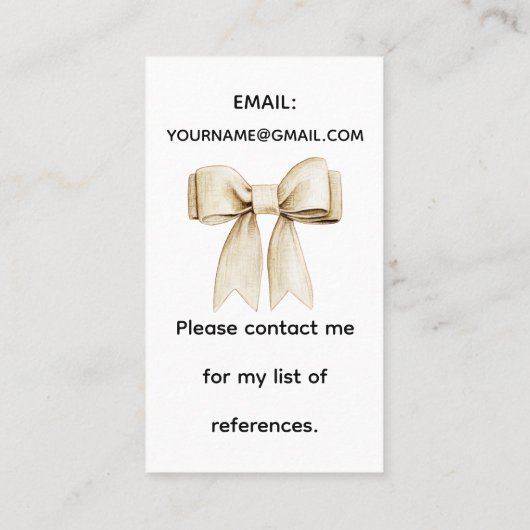 BOHO Bunny Coquette Bow Babysitter Visitekaartjes (Achterkant)