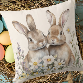 Boho Bunny Cream Waterverf Kussen