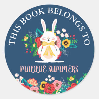 Boho Bunny | Floral Dit boek behoort toe aan Ronde Sticker