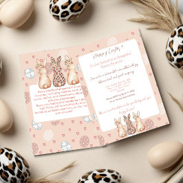 Boho Bunny Gepersonaliseerde Paasbrunch Kaart