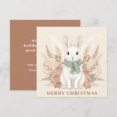 Boho Bunny Kerstmis Feestdagenkaart (Voorkant / Achterkant)