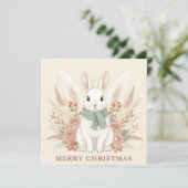 Boho Bunny Kerstmis Feestdagenkaart (Staand voorkant)