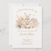 Boho Bunny Konijn Roze Meisje Baby Shower Kaart (Voorkant)