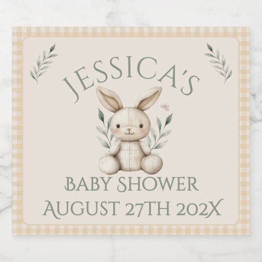 Boho Bunny Neutral Baby shower Bier Etiket (Enkel label)