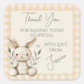 Boho Bunny Neutral Baby shower Favoriet Vierkante Sticker (Voorkant)