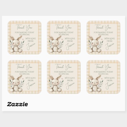 Boho Bunny Neutral Baby shower Favoriet Vierkante Sticker (Vel)