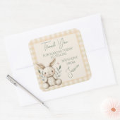 Boho Bunny Neutral Baby shower Favoriet Vierkante Sticker (Envelop)