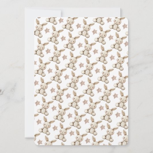 Boho Bunny Neutral  Baby Shower Invitation Kaart (Achterkant)