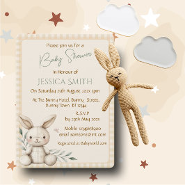 Boho Bunny Neutral  Baby Shower Invitation Kaart