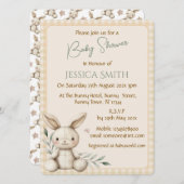 Boho Bunny Neutral Baby shower Invitation Kaart (Voorkant / Achterkant)