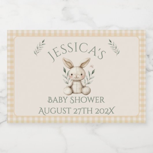 Boho Bunny Neutral Baby shower Likeurfles Etiket (Enkel label)