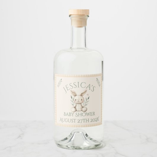 ~Boho Bunny Neutral Baby Shower  Likeurfles Etiket (Voorkant)