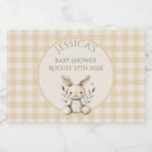 ~Boho Bunny Neutral Baby Shower  Sparkling Wijnetiket (Enkel label)