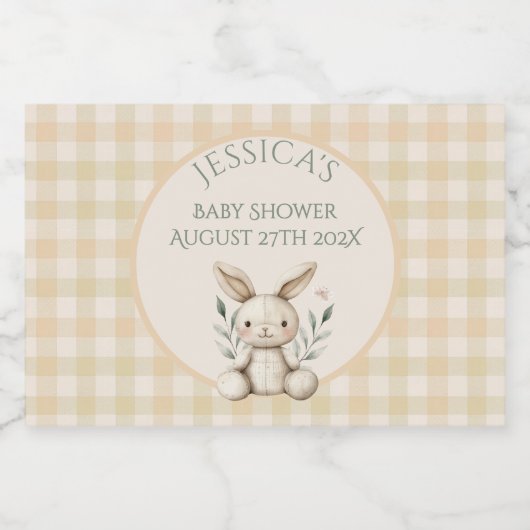 ~Boho Bunny Neutral Baby Shower  Sparkling Wijnetiket (Enkel label)