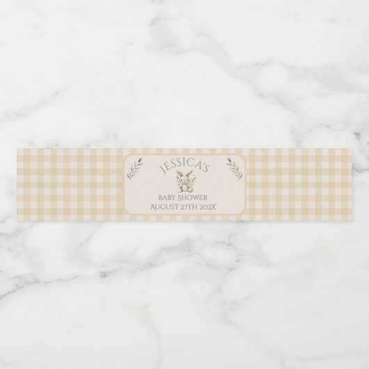 Boho Bunny Neutral Baby shower Waterfles Etiket (Enkel label)