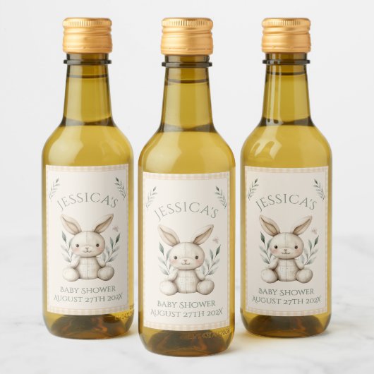 ~Boho Bunny Neutral Baby Shower  Wijn Etiket (Flessen)