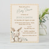 Boho Bunny Neutrale Baby Shower Uitnodiging (Staand voorkant)