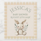 ~Boho Bunny Neutrale Baby Shower Wijn Etiket (Enkel label)