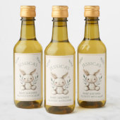 ~Boho Bunny Neutrale Baby Shower Wijn Etiket (Flessen)
