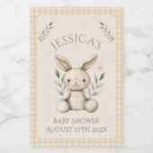 ~Boho Bunny Neutrale Baby Shower Wijn Etiket (Enkel label)