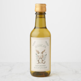 ~Boho Bunny Neutrale Baby Shower Wijn Etiket