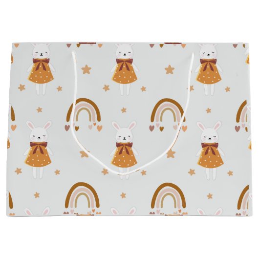 Boho Bunny Rabbit en Rainbow Groot Cadeauzakje (Voorkant)