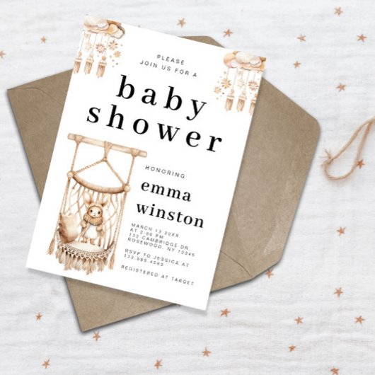 Boho Bunny Rabbit Nursery Baby shower Kaart