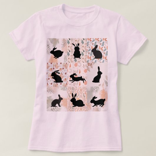Boho Bunny Rabbit Shirt, Bijpassende Shirten, Bloe T-shirt (Design voorkant)