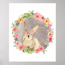 Boho Bunny Rabbit Woodland Nursery Poster Print