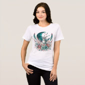 Boho Bunny T-shirt met maan en bloemen (Voorkant volledig)