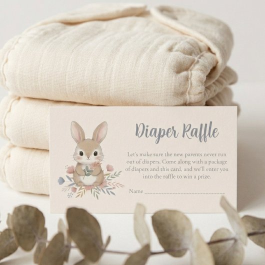 Boho Bunny Watercolor Diaper Raffle Informatiekaartje