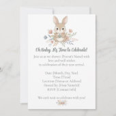 Boho Bunny Watercolor Stripe Baby Shower Kaart (Voorkant)
