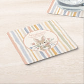 Boho Bunny Watercolor Stripe  Kartonnen Onderzetters (Schuin)