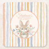 Boho Bunny Watercolor Stripe  Kartonnen Onderzetters (Voorkant)