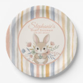 Boho Bunny Watercolor Stripe Plate Papieren Bordje (Voorkant)