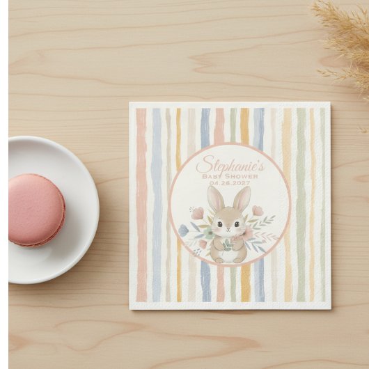 Boho Bunny Watercolor Stripe  Servet