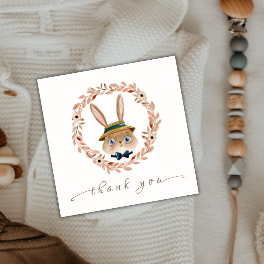 Boho Bunny Wreath Baby shower Bedankkaart