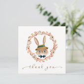 Boho Bunny Wreath Baby shower Bedankkaart (Staand voorkant)