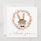 Boho Bunny Wreath Baby shower Bedankkaart (Voorkant)