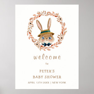 Boho Bunny Wreath Baby shower Welkom Poster