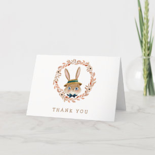 Boho Bunny Wreath Boy Baby shower Bedankkaart