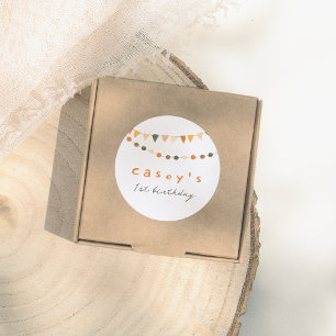 Boho Bunting Flags Genderneutraal Verjaardagsfeest Ronde Sticker