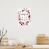 Boho Burgundy Baby shower Girl Welkomstteken Poster (Keuken)