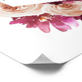 Boho Burgundy Baby shower Girl Welkomstteken Poster (Hoek)