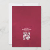 Boho Burgundy Bloem QR Code RSVP Boheem Huwelijk Kaart (Achterkant)
