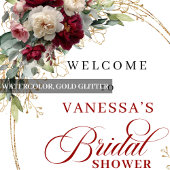 Boho Burgundy Bloemen Groene Bruiloft Shower Welko Poster