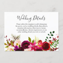 Boho Burgundy Bloemen Lente Herfst Trouwdetails
